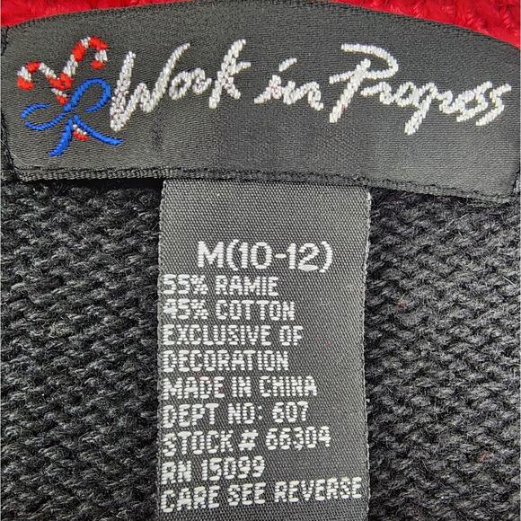 Vintage Work in Progress Sweater Womens M Black Red Embroidered Beaded Christmas - Picture 5 of 9